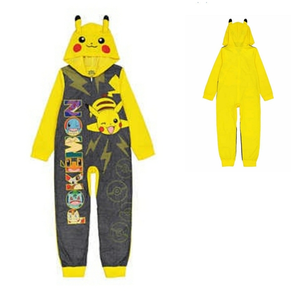 🌟🆕️ Pokemon Pikachu Hooded Fleece Union Suit Pajama, size 4 - winter - Picture 1 of 5